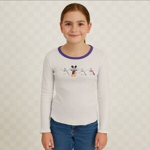 Disney White Youth thermal with Mickey Mouse Design Sz Lg